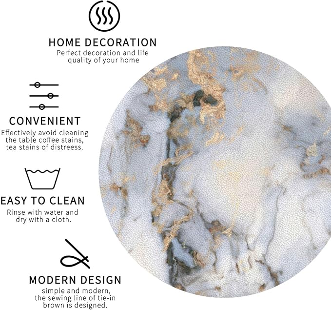 White Gray Gold Marble Coasters Set of 6 Coasters - Image 4