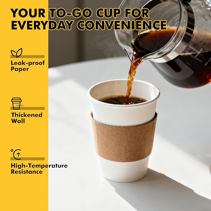RACETOP 12 oz 500 Pack Paper Coffee Cups - Image 6