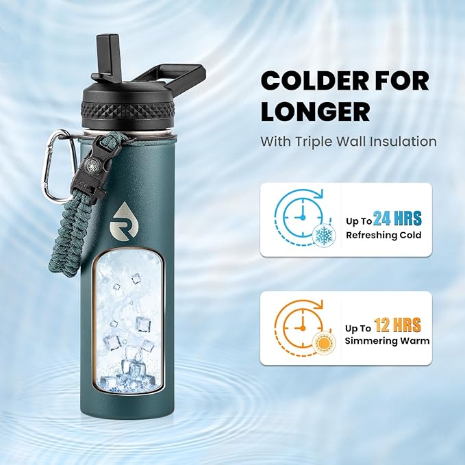 RAYMYLO Insulated Water Bottle 20 oz, Triple Wall Vacuum Stainless Steel | - Image 2
