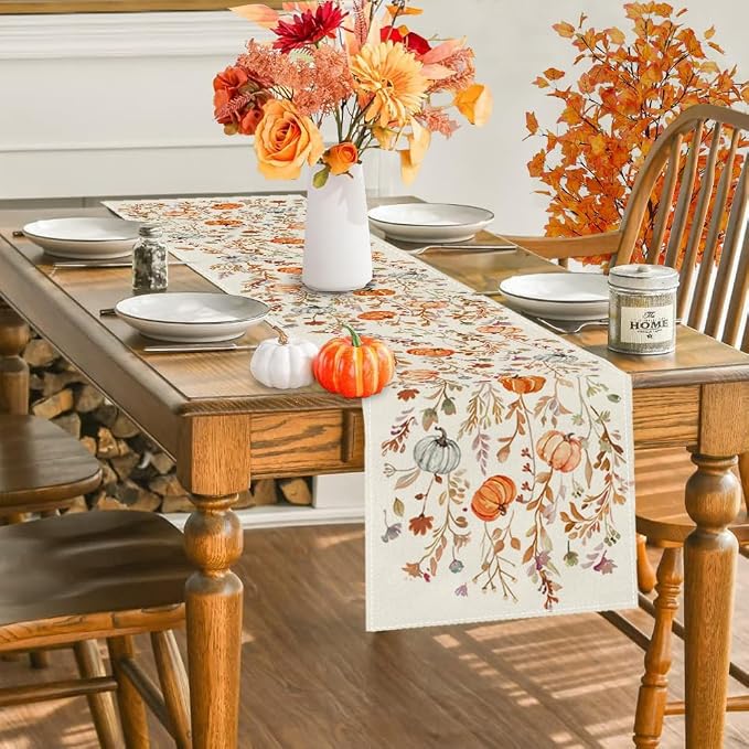 RABUSOFA Fall Table Runner 13x90 Inch Pumpkins Fall Decor - Image 3