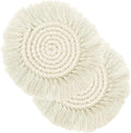 Boho Coasters Set of 2, Elegant Woven Cotton Drink Coasters, Handmade Macrame by Unknown