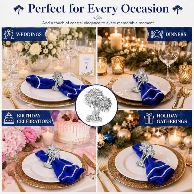 Modern Aluminum Napkin Rings Set of 12, Lightweight Metal Table Decor, - Image 5