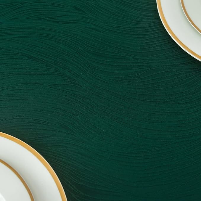 maxmill Christmas Hunter Green Tablecloth, Spill-Proof and Water Resistance Heavy Weight Soft Table Cloth for Christmas, Holiday and Family Gatherings, Dinner Rectangle 60 x 84 Inch, Hunter Green