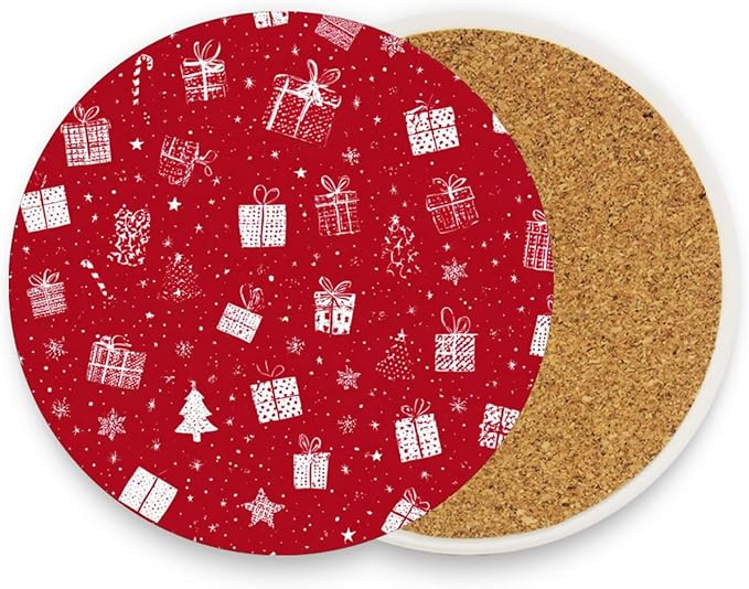 Coasters for Drinks Coaster Drink Set Decorative Coffee Table Desk Cup Mat Spring Cute Cork Bar Backing Round Home Decor Christmas Persent Stars41
