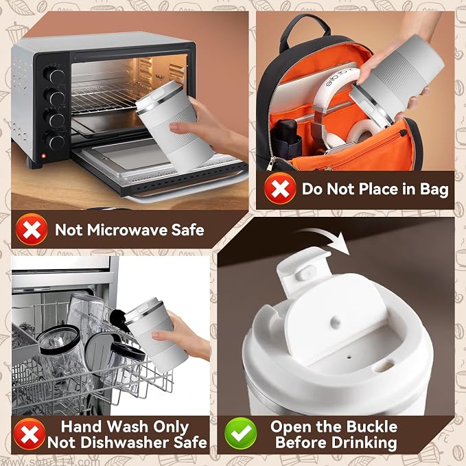 12OZ Travel Coffee Mug Insulated Coffee Cup - Image 7