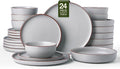 Famiware Mercury 24-Piece Stoneware Plates and Bowls, Light Grey | Dinnerware by Famiware