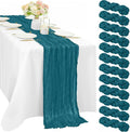 Teal 12 Pieces Cheesecloth Table Runner 10FT Runner by Sunnyline