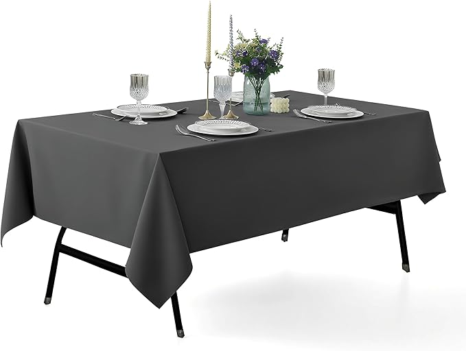 2-Pack 60x120 inch Grey Table Cloths, Solid Stain and Wrinkle Resistant Oblong Tablecloth, Premium Plain Weave Polyester Fabric Rectangle Table Linen Covers for Hotel, Wedding