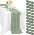 12 Pcs 10FT Sage Green Cheesecloth Table Runner 35 x 120 Inches Long Runner by Sunnyline