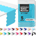 Turquoise Scallop Table Runner, Disposable Plastic, 5 Pack by Swanoo