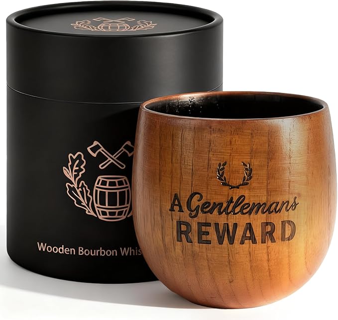 Charred Wooden Whiskey Glasses, Bourbon Drinking Glass, Whiskey Gifts for Men, Old Fashioned Whiskey Tumbler, Great Bourbon Gifts for Men, Dad, Husband, Brother, Whiskey Lovers, Wood Whiskey Cup