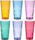 superplanet™ Happy Times Colorful Plastic Drinking Cups, 16 oz/BPA-free, Unbreakable/Stackable Acrylic Water Cups (Set of 6), perfect for family gatherings and pool parties