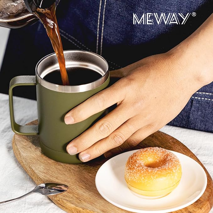 MEWAY 12oz Coffee Mug With Handle 2 Pack Bulk, Stainless Steel Insulated Travel - Image 7