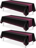3Pcs Black and Maroon Purple Tablecloth Party Decorations, Plastic Black Table by MASHAN