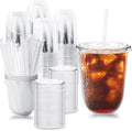 Alaeseje 100 Pack 16 oz Clear Plastic Iced Coffee Cups by Alaeseje