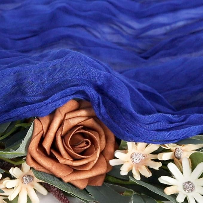 FUHSY Blue Cheesecloth Table Runner 5 Pack 10FT Cheese Cloth Table Runner Rustic Gauze Cheesecloth Table Runner Royal Blue Runners for Tables Boho Table Decorations for Wedding Birthday Party Events