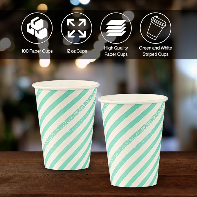 Disposable Coffee Cups, To Go Paper Hot Cups, Water Blue - Image 3
