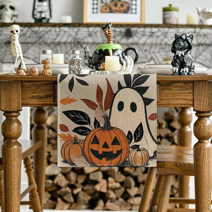 Artoid Mode 210 GSM Halloween Table Runner 13x36 Inch Home Party Decor | Leaves - Image 2