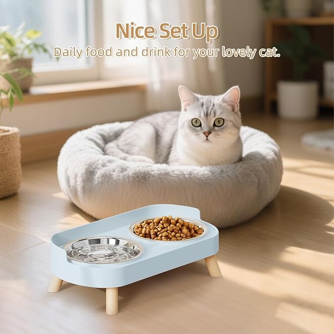 Elevated Cat Bowl, Raised Cat Food and Water Bowl Set - Image 6