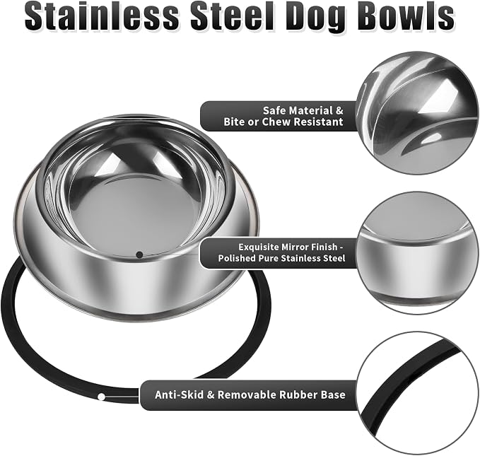 3Pcs Stainless Steel Dog Bowls Non-Slip Dog Food Bowl 36 Oz Dog Food and Water - Image 4
