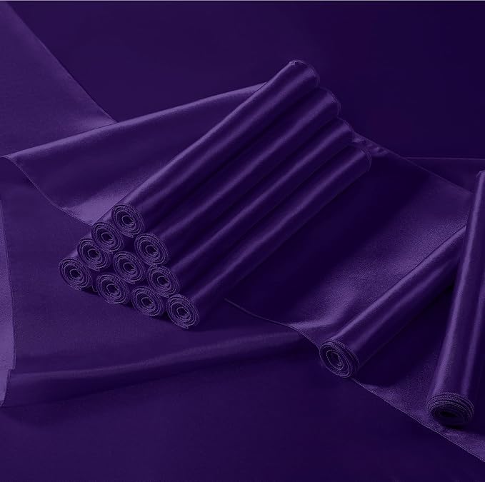 Manyshofu Dark Purple Satin Table Runner 12x108 - Image 2
