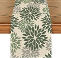 Artoid Mode Green Dahlia Aqua Floral Pinnata Flower Table Runner, Seasonal by ArtoidMode