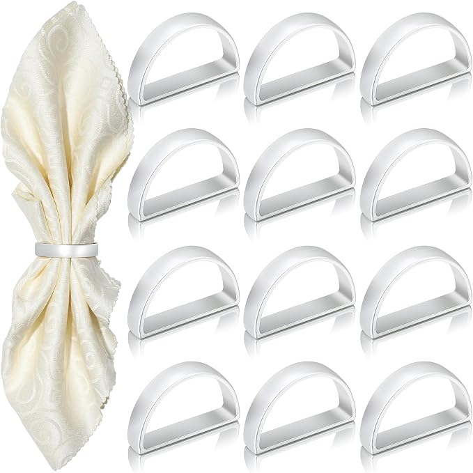 KPOSIYA Napkin Rings Set of 8, Metal Silver Napkin Rings Bulk by KPOSIYA
