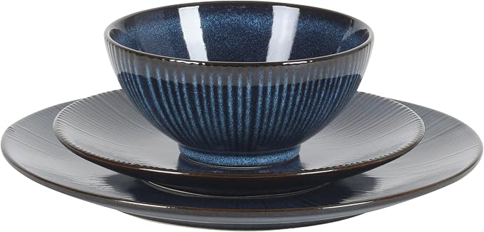 Gibson Elite Midnight Lune Plates and Bowls Sets, 12-Piece Stoneware Dinnerware - Image 11