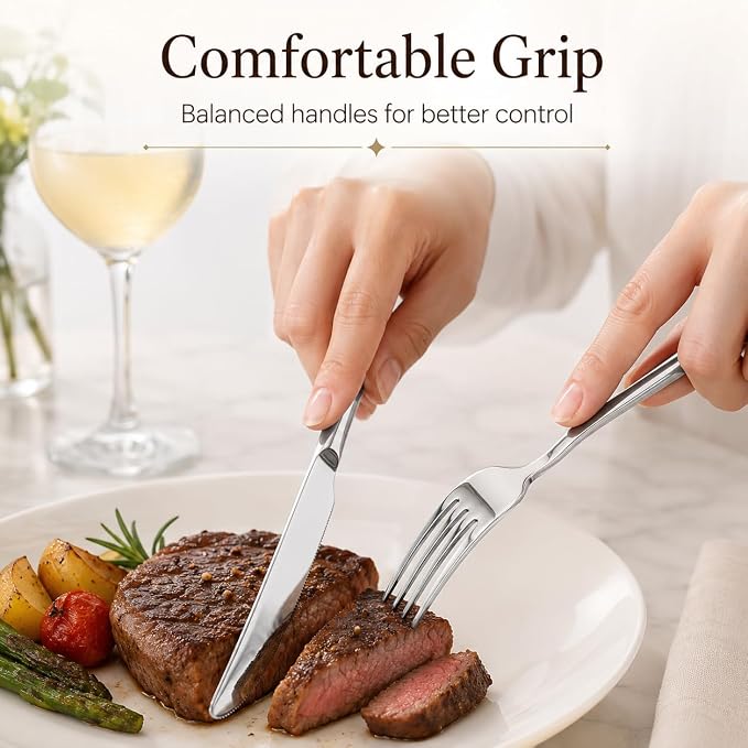 SANTUO 12-Piece Stainless Steel Dinner Knife and Fork Set - Image 5