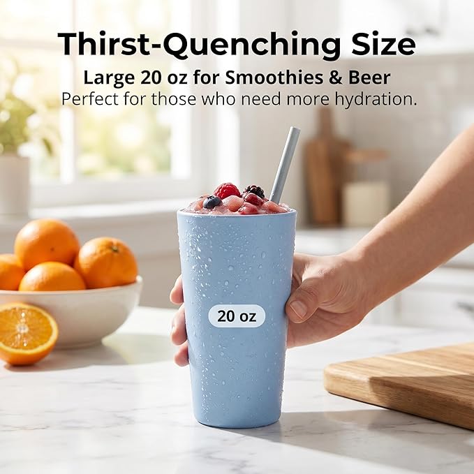 DeeCoo® 12 Pack Premium Wheat Straw Cups, Alternative to Plastic Cups Sets - Image 5