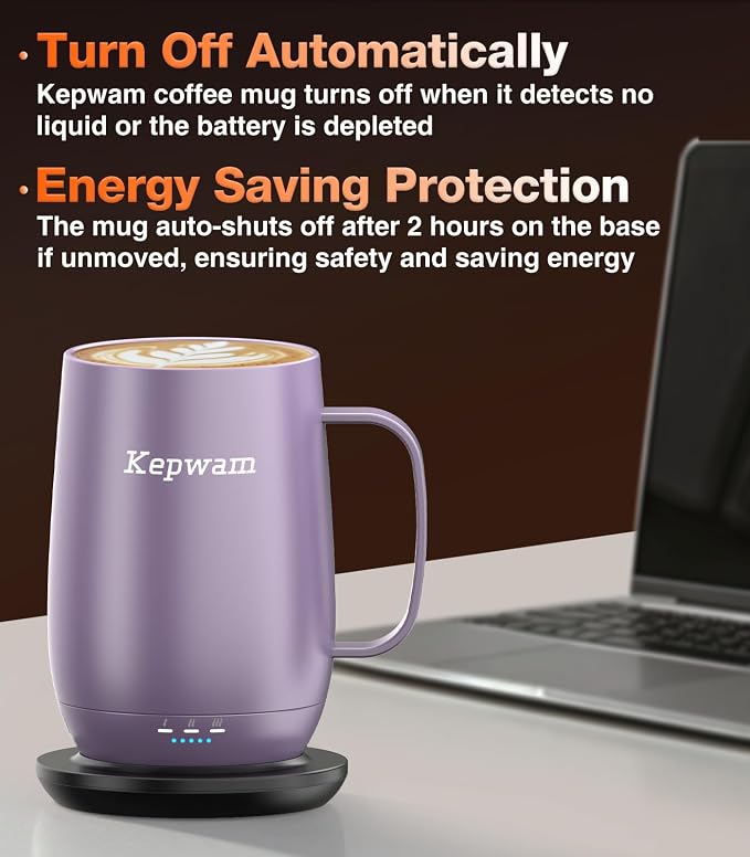 Kepwam Heated Coffee Mug T2-Plus, 20oz Large Capacity Longer Battery Life | - Image 4