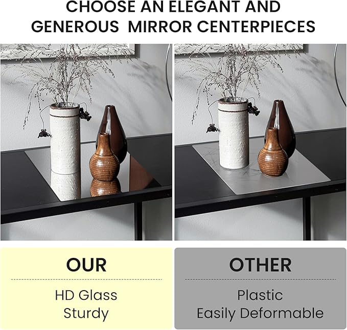 Mirror Centerpieces for Tables, 12" Square, Set of Glass Mirror Table Centerpieces with Non-Slip Foot, Candle Plate for Wedding Decorations, Parties, Christmas, 2mm Thick
