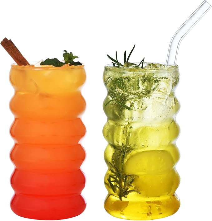 ALINK Ribbed Drinking Glass Cups - Image 8