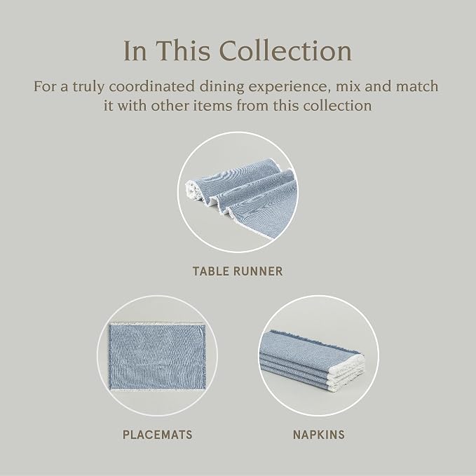 Over&Back 18x108 Woven Frayed Chambray Cotton Table Runner - Image 4