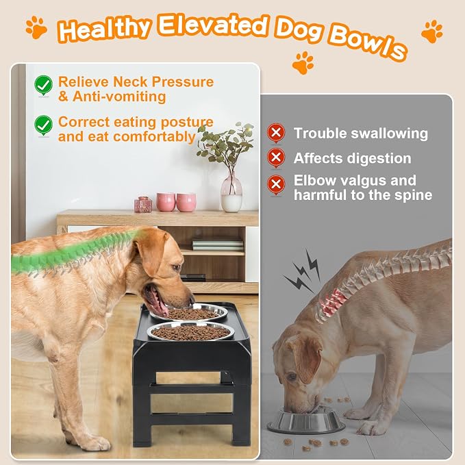 COMESOON Elevated Dog Bowls, 4 Height Adjustable Raised Bowl Stand - Image 3