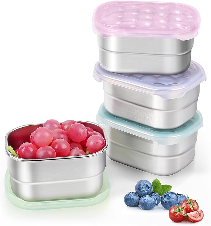8oz Small Stainless Steel Snack Containers by Tanjiae
