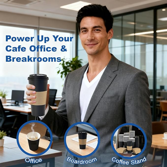 16 oz 50 Pack Coffee Cups with Lids and Sleeves, Hot Disposable To Go Travel - Image 7