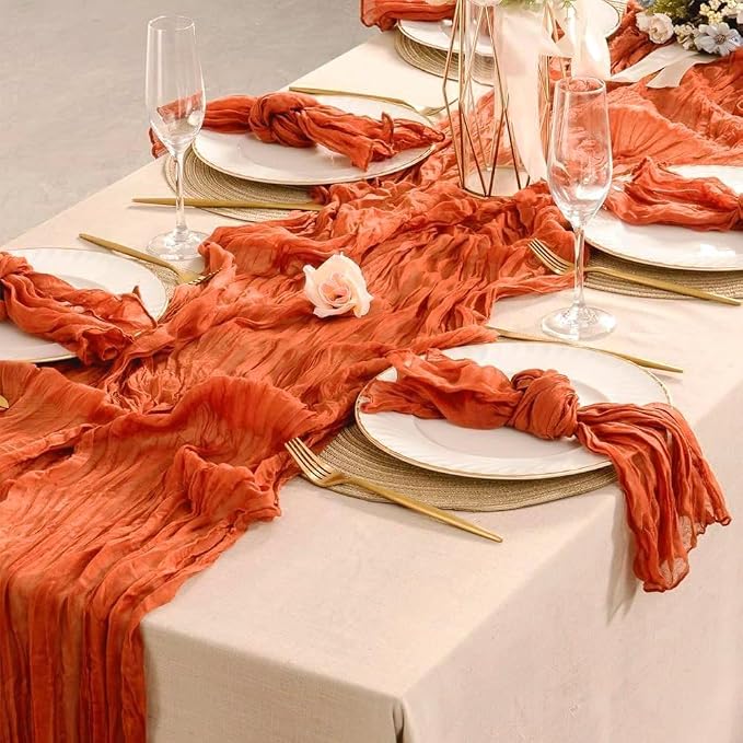 10 Packs Orange Table Runner Cheesecloth 35x120 Inches Burnt Orange Cheese - Image 8