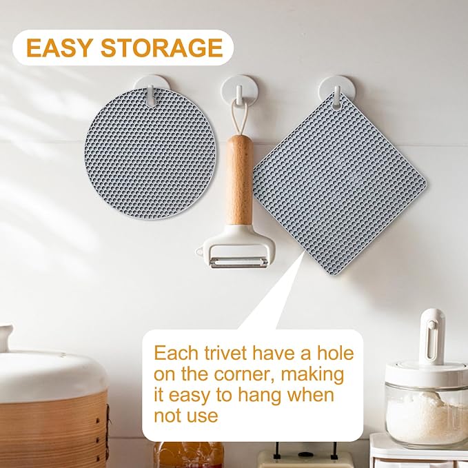 4 PCS Heat Resistant Silicone Trivet Mat - Image 7