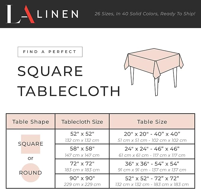 LA Linen Polyester Poplin Washable Square Tablecloth, Stain and Wrinkle Resistant Table Cover 72x72, Fabric Table Cloth for Dinning, Kitchen, Party, Holiday 72 by 72-Inch, Dusty Rose