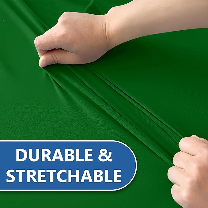 Stretch Table Cover for 6 Foot Rectangle Tables-6 Pack Green Spandex Fitted Tablecloth-Elastic 6ft Christmas Tablecloths for Party, Vendor Booth Display, Banquet Buffet, Craft Trade Show