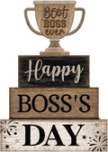 Moucuny 4 Pcs Boss's Day Table Decoration Rustic Trophy Wooden Blocks Decor by Moucuny