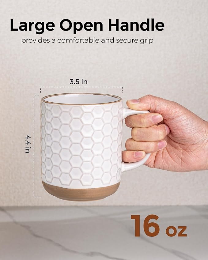 GBhome Coffee Mugs Set of 4, 16 oz White Coffee Cups - Image 3