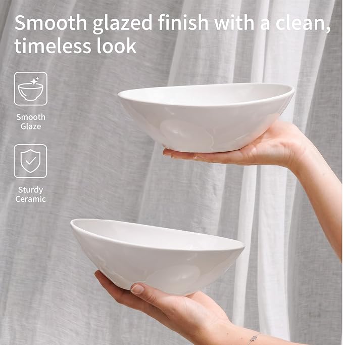 LIFVER 9" Serving Bowls for Wedding Decor, 36 OZ Porcelain Serving Dishes for - Image 7