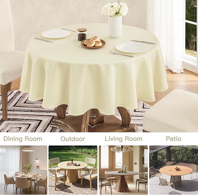 Tablecloth Linen Textured Waterproof & Stain Resistant Table Cloth Wrinkle Free Decorative Fabric Farmhouse Table Cover for Dining/Party/Buffet/Wedding, 60 x 60 Inch, Ivory