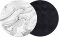 White Gray Marble Coasters Set of 2, Modern Minimalist Abstract Texture Soft by PIEPLE