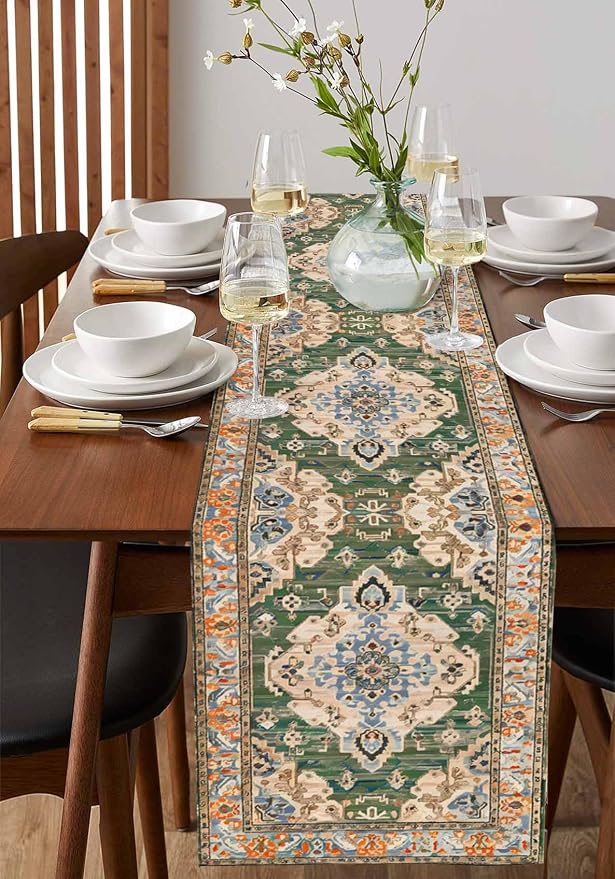 Boho Table Runners 108 Inches Long, Vintage Western Kitchen Dining Tables - Image 2