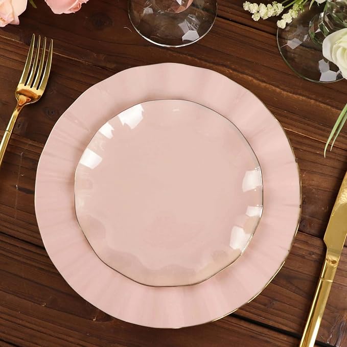 Efavormart 10 Pack | Blush/Rose Gold 6" Round Plastic Dessert Salad Plates - Image 2