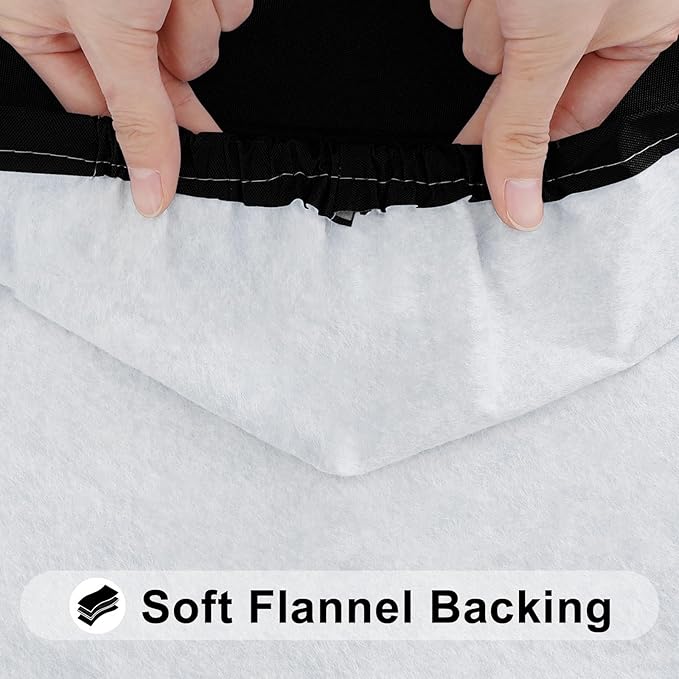 Smiry Rectangle Tablecloth, Elastic Fitted Flannel Backed Vinyl Tablecloths for 8ft Folding Tables, Waterproof Wipeable Table Covers for Indoor, Outdoor, Picnic and Camping (Black, 30"x96")