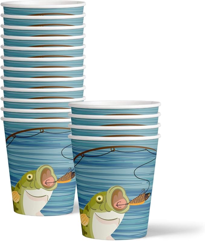 Gone Fishing Birthday Party Supplies Set Plates Napkins Cups Tableware Kit - Image 3